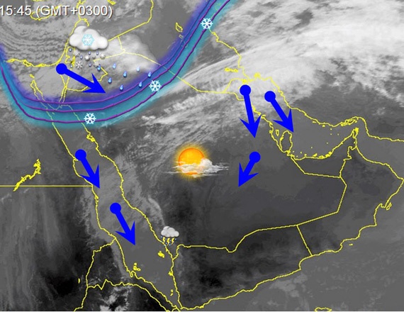 أمطار وثلوج متوقعة بدءا من اليوم على بعض مناطق المملكة