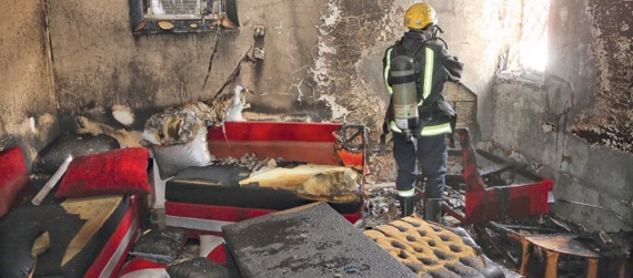 حريق في منزل سكني