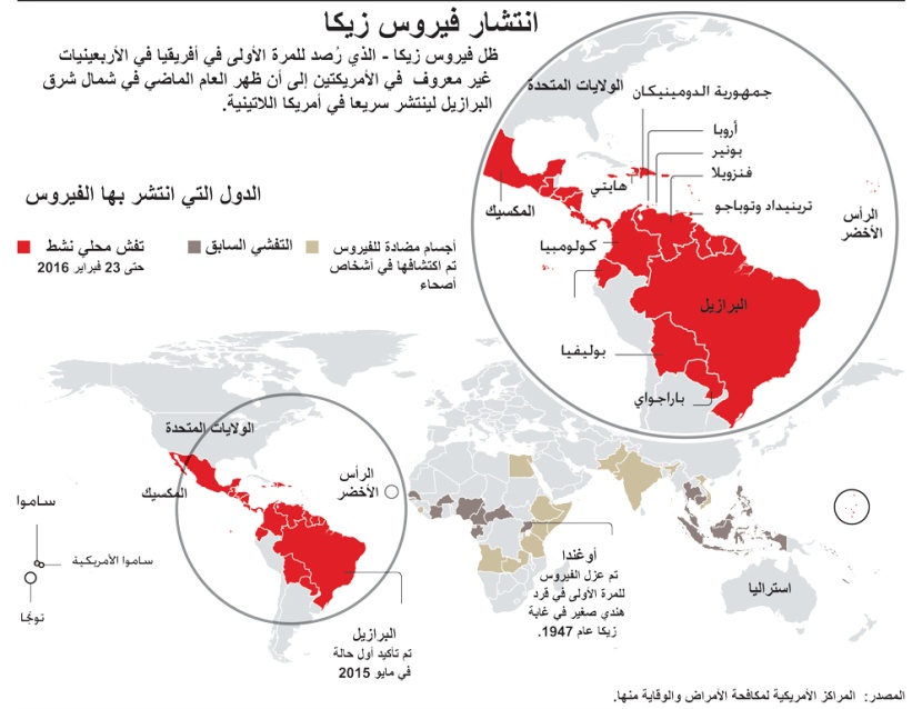 انتشار فيروس زيكا