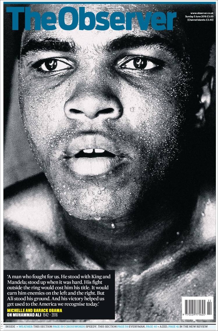 كبريات الصحف العالمية تفرد صفحات كاملة لخبر وفاة محمد علي كلاي