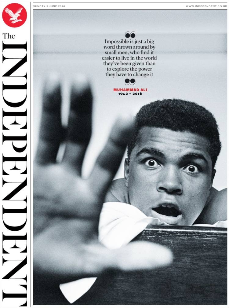 كبريات الصحف العالمية تفرد صفحات كاملة لخبر وفاة محمد علي كلاي