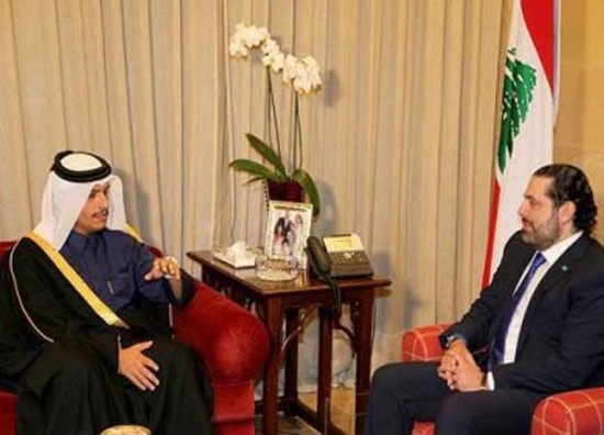 الحريري المكلف تشكيل الحكومة اللبنانية يستقبل وزير الخارجية القطري