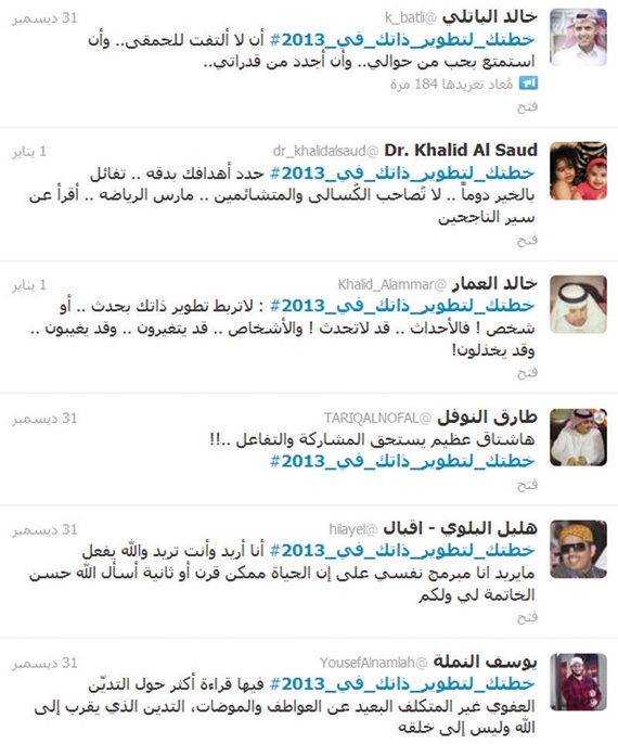 مغردون يقدمون نصائح لتطوير الذات في 2013