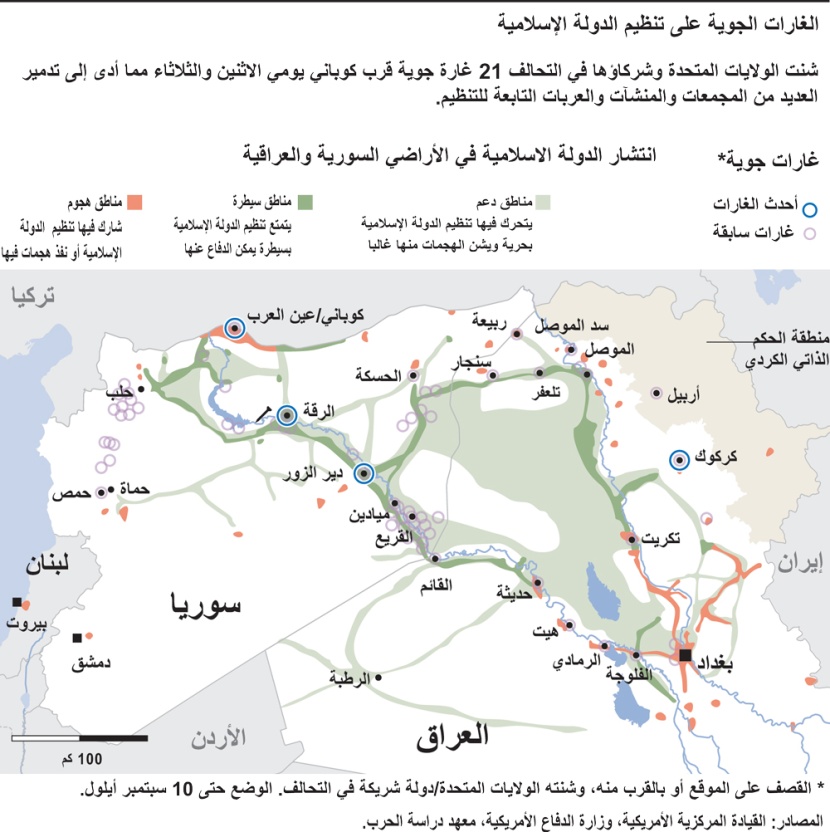 الغارات الجوية على مناطق داعش