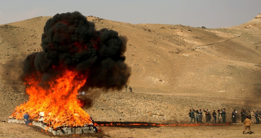 السلطات الأفغانية تعدم 20 طنا من المخدرات