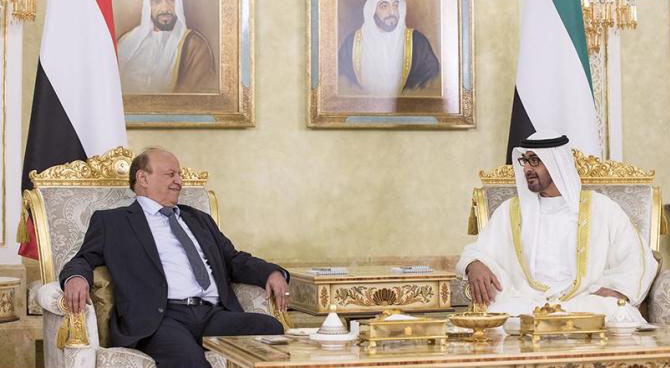 لدى استقباله هادي .. ولي عهد أبوظبي يؤكد دعم بلاده للشرعية في اليمن
