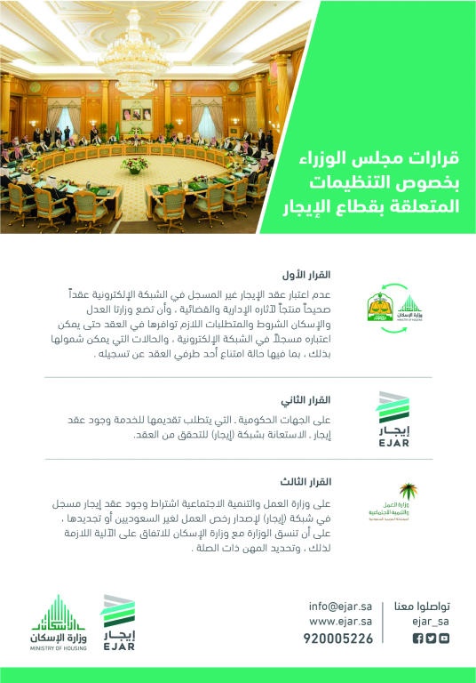 إلزام الأراضي التجارية والسفارات والجهات الحكومية بالتسجيل في «إيجار»