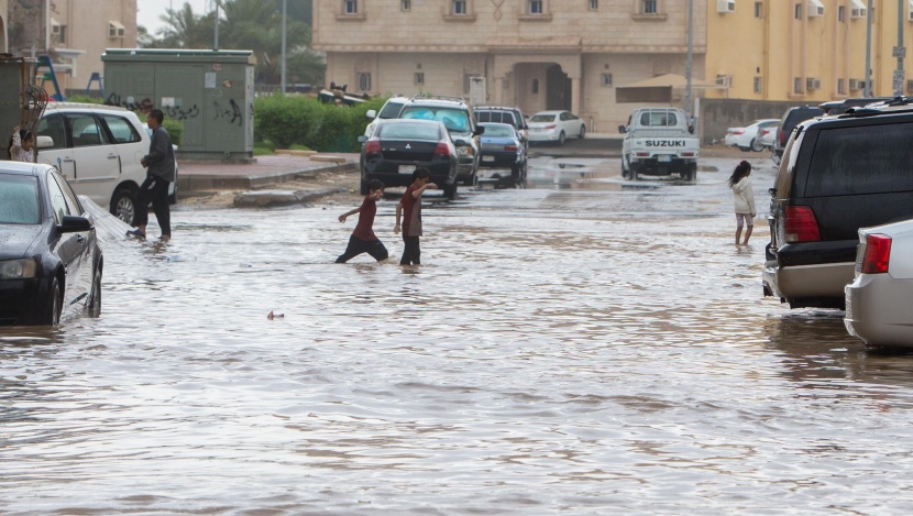 جانب من الأمطار التي هطلت على جدة صباح اليوم