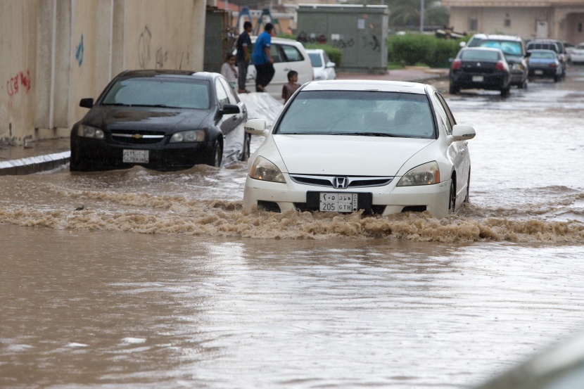جانب من الأمطار التي هطلت على جدة صباح اليوم