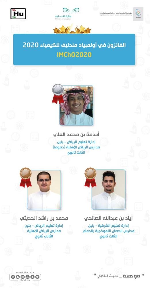 3 ميداليات جديدة للمملكة في أولمبياد مندليف للكيمياء