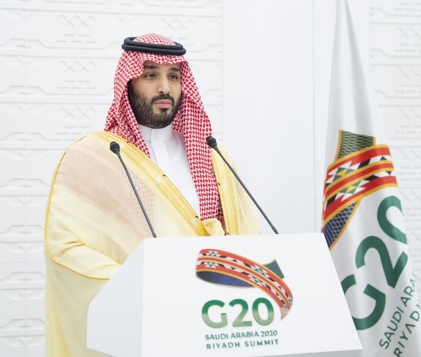 صور ولي العهد أثناء إلقاء بيان رئاسة مجموعة العشرين  بعد اختتام أعمال القمة  