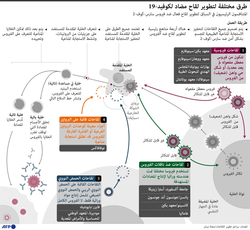 طرق مختلفة لتطوير لقاح "كوفيد-19"