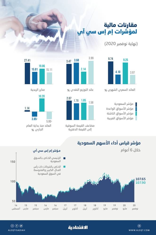 الأسهم السعودية تحقق مكاسب شهرية تفوق مؤشر الأسواق الناشئة لـ 26 دولة
