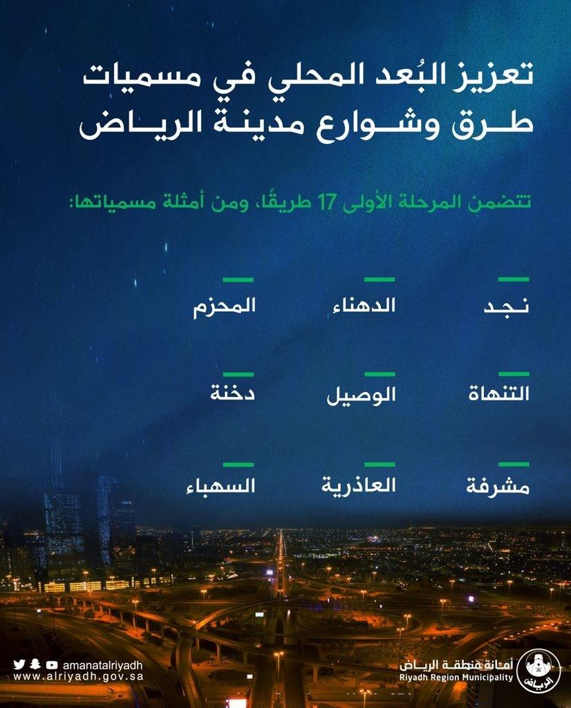 أمانة الرياض تعزز الهوية الوطنية بمبادرة «البعد المحلي» في الطرق والشوارع