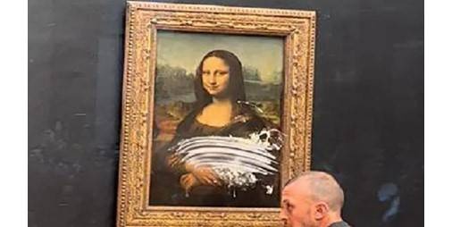 رشق «الموناليزا» بقالب حلوى بالكريمة في متحف اللوفر