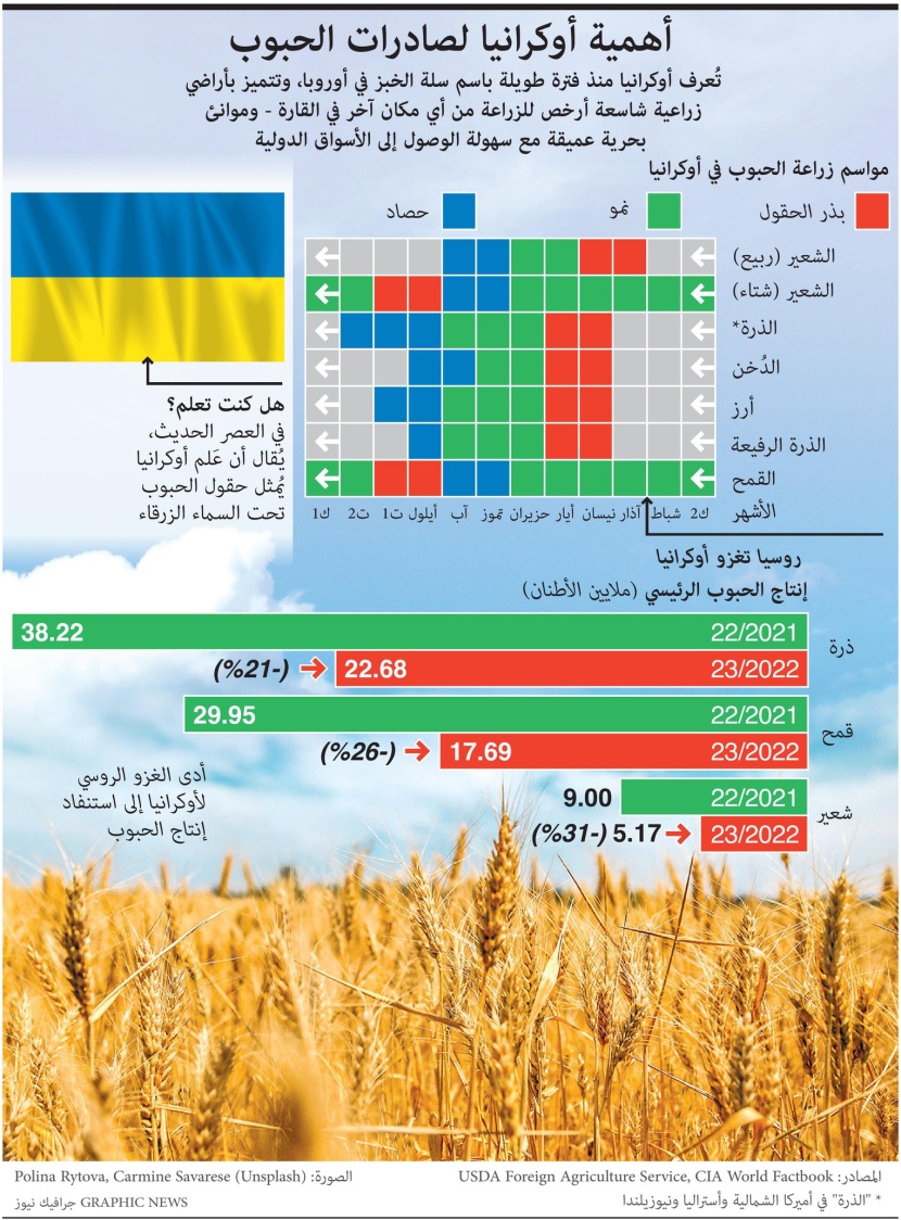 أوكرانيا .. أراضي زراعية شاسعة وموانئ عميقة وسهولة الوصول إلى أسواق العالم