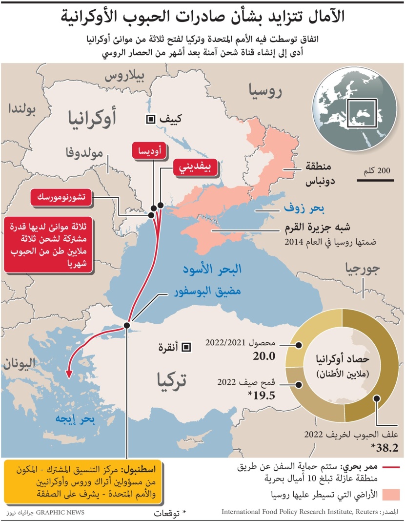 3 ملايين طن من الحبوب شهريا قدرة تصدير الموانئ الأوكرانية بعد الاتفاق