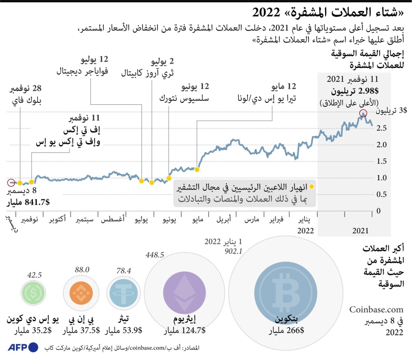 شتاء العملات المشفرة .. سقوط حر في 2022