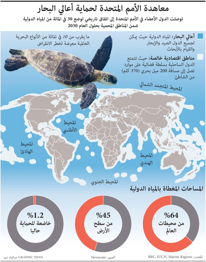  اتفاق تاريخي .. وضع 30% من المياه الدولية ضمن المناطق المحمية عالميا