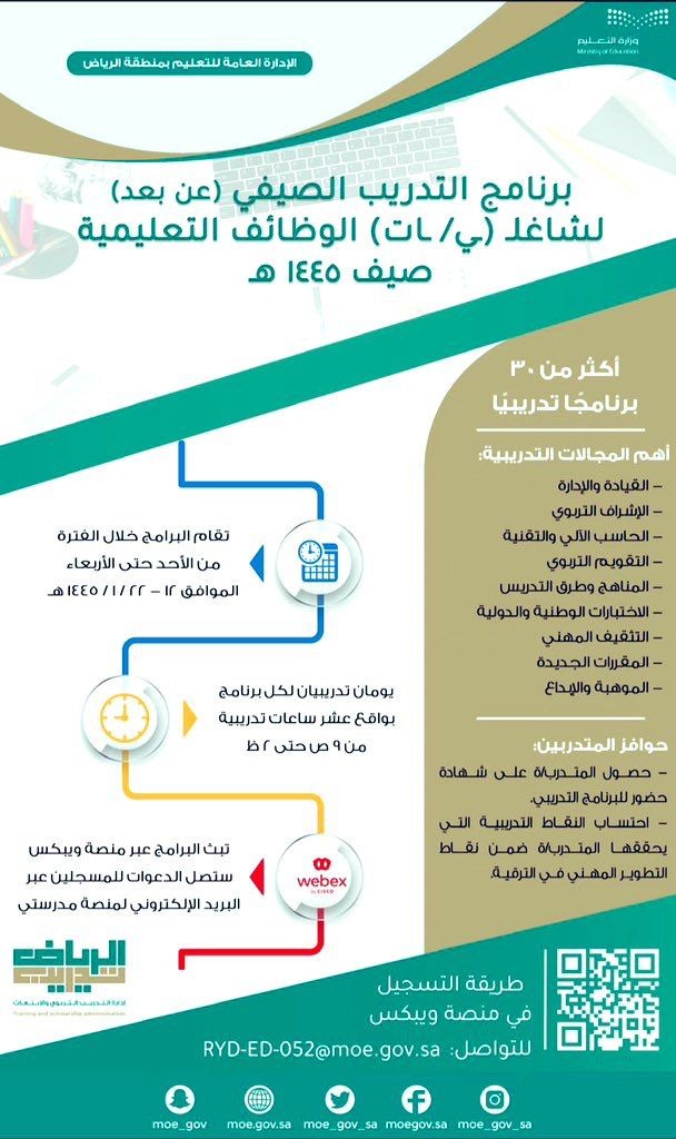 إطلاق ٣٠ برنامجا تدريبيا لشاغلي الوظائف التعليمية بـ" تعليم الرياض"